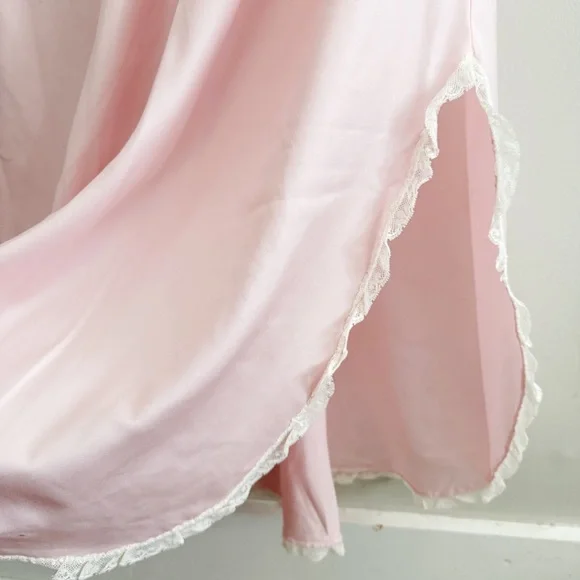 Vintage Carole Hochman Women's Pink Lace-Trim Sleep Slip Maxi Length - Picture 4 of 6
